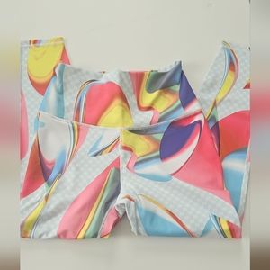 Matching Set, Multi colored leggings & Sports Bra